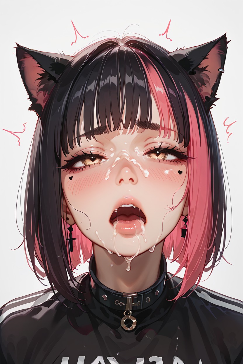 Speed Lines, Goth Catgirl, Top Down Hentai AI Porn