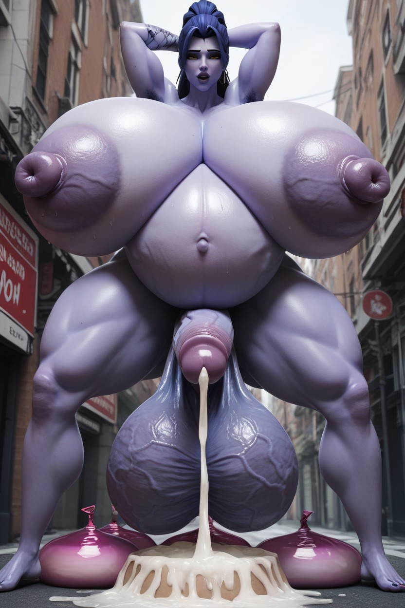 Huge Nipples, Hyper Gigantic Cock Growth, Excessive Cum Dripping Down Cock Hentai AI Porn
