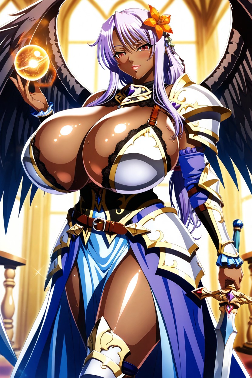 Dark Lace-top Thigh-high Stocking, Hyper Breasts, A Low-corset Hentai AI Porn