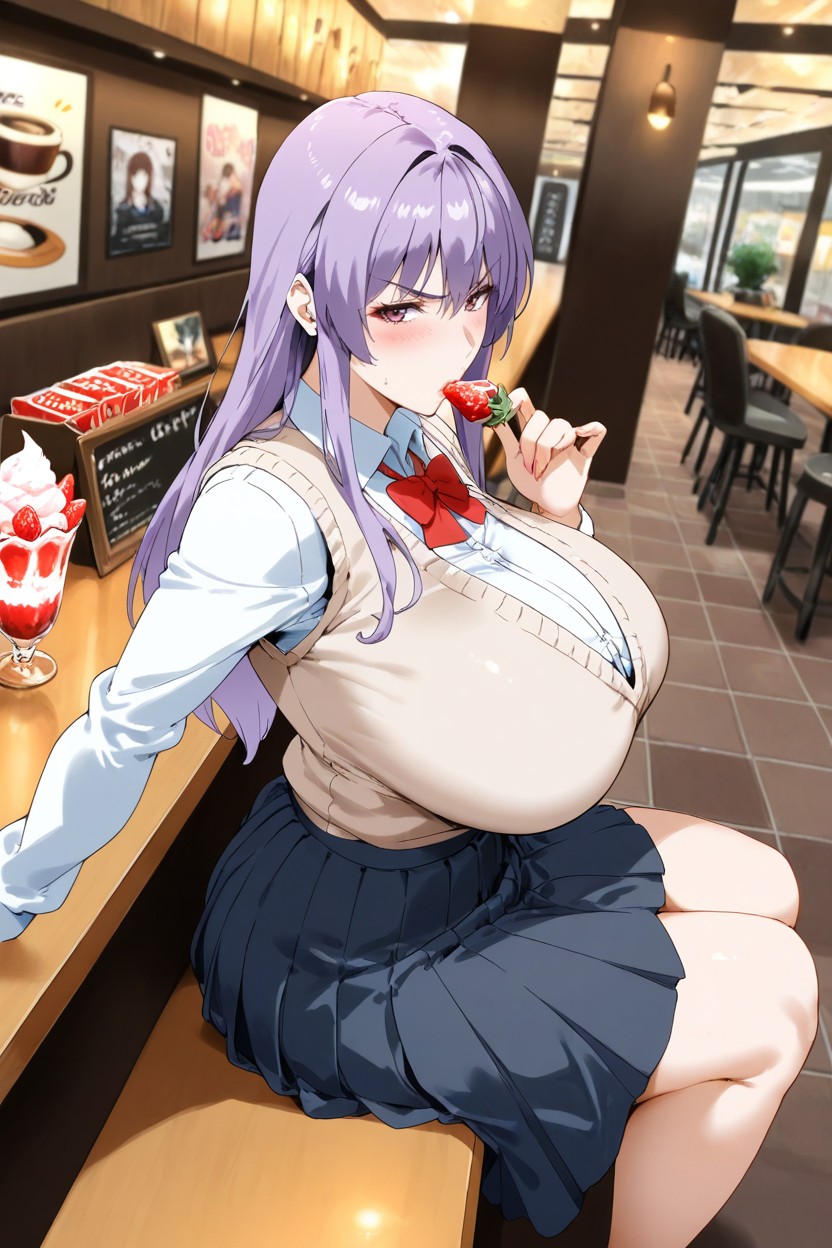 Overhead Dutch Angle, Side View, Cafe Hentai AI Porn