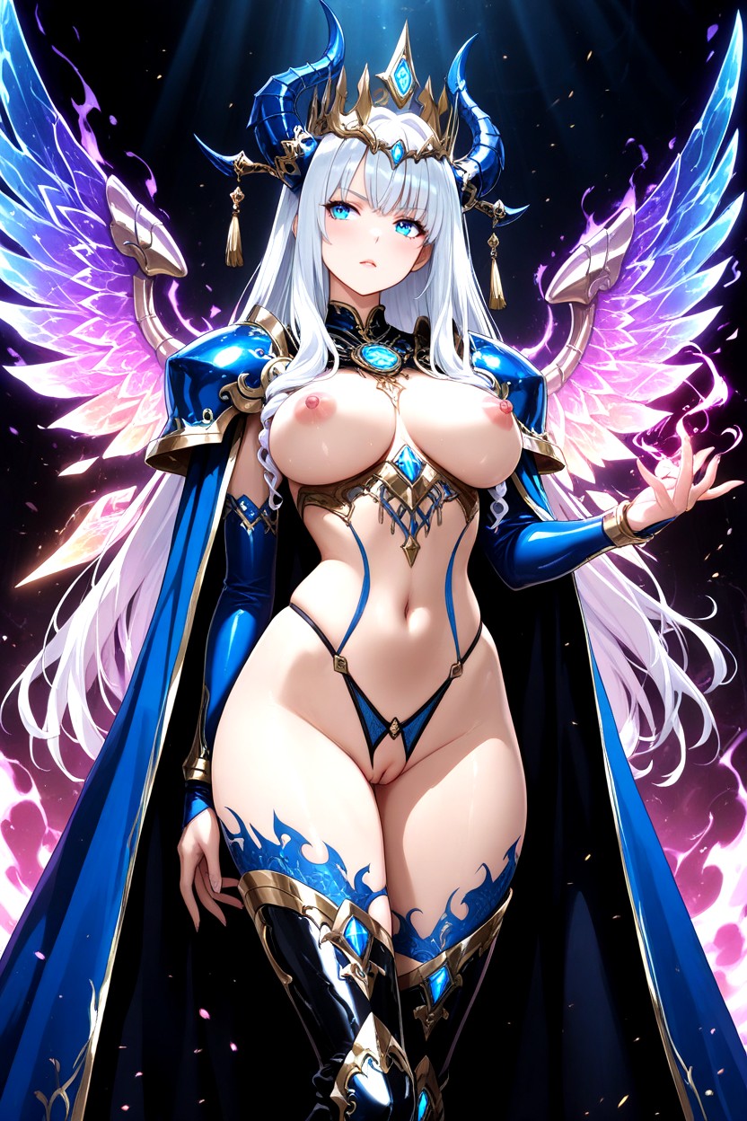 Beautiful Sensual Woman, Naked, Flowing High-slit Silk Fabrics Hentai AI Porn
