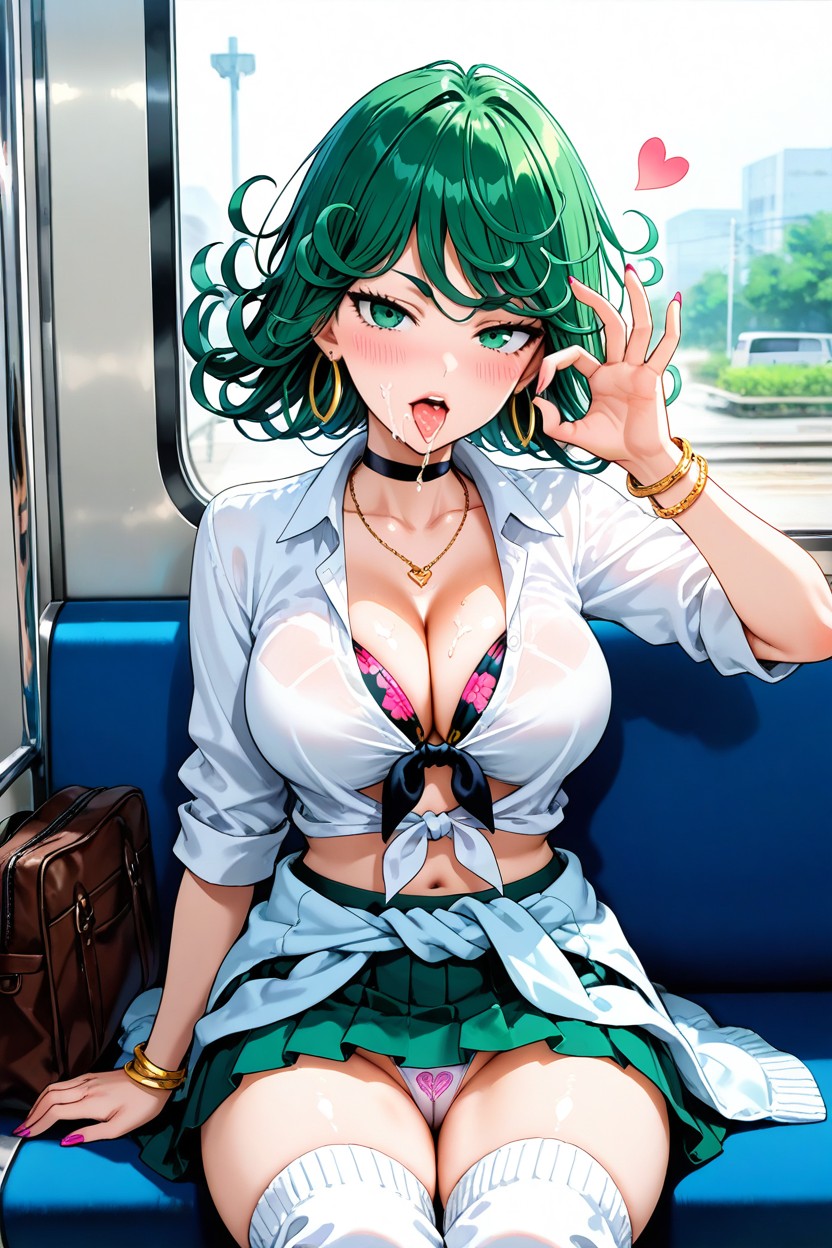 Front-tie Top, Sitting On Bench, Cameltoe Hentai AI Porn