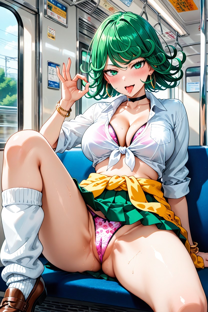 Inside Train Interior, Black_choker, Solo Hentai AI Porn