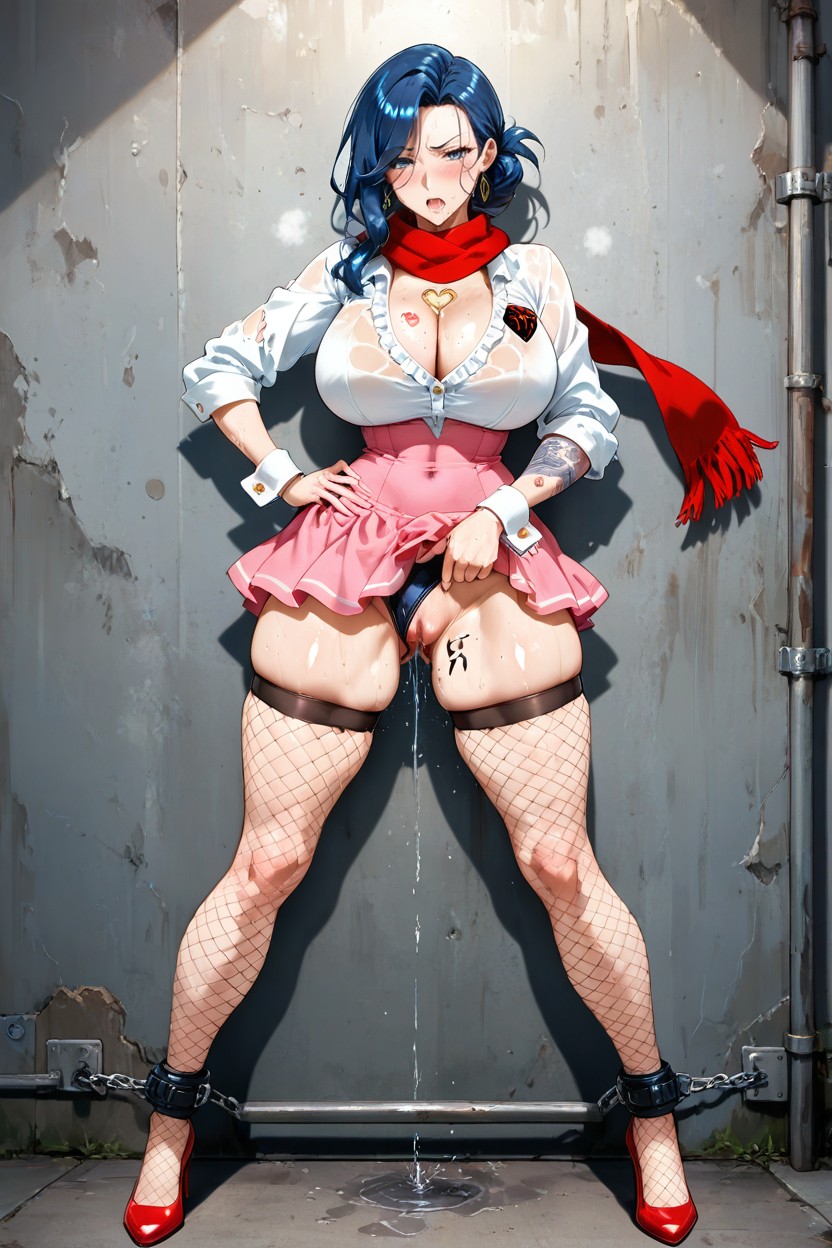 Classic Dawn Outfit Modified Slutty, To Look Like Team Plasma Prostitute, Bedroom Eyes Half-lidded Hentai AI Porn