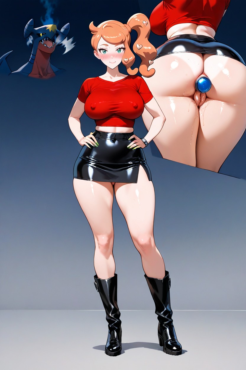 Garchomp Rubbing Massive Cock Between Her Legs, Hands On Hips, Tanlines Hentai AI Porn