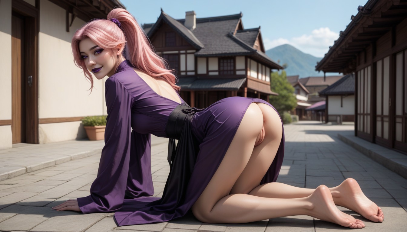 Small Ass, Back View, Purple Eyes Hentai AI Porn