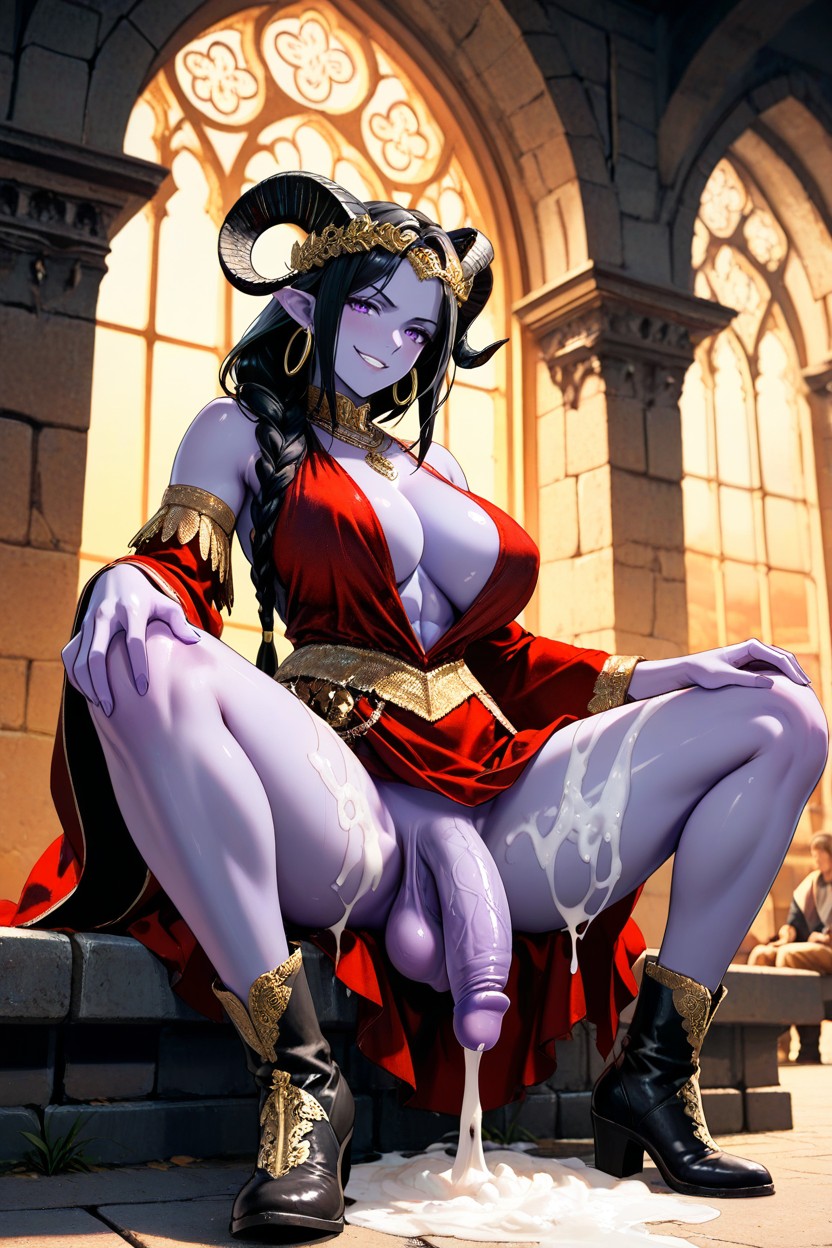 Romantic Mystical Atmosphere, Warm Orange Sunset, Georgian Hentai AI Porn