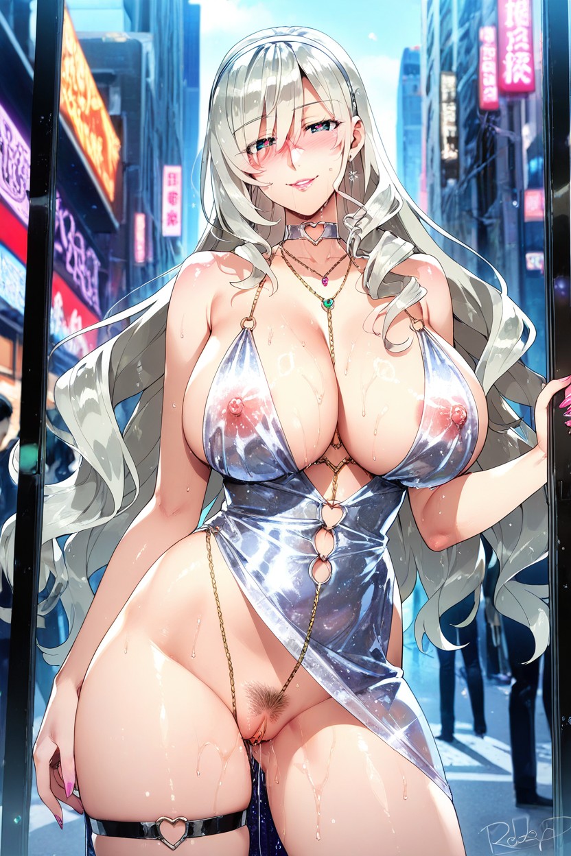 All The Prostitutes On The Street Are Dressed In The Same Clothes, Jewel Chain Harness, "only Many Female Slut Works On Street With Lewd Hentai AI Porn