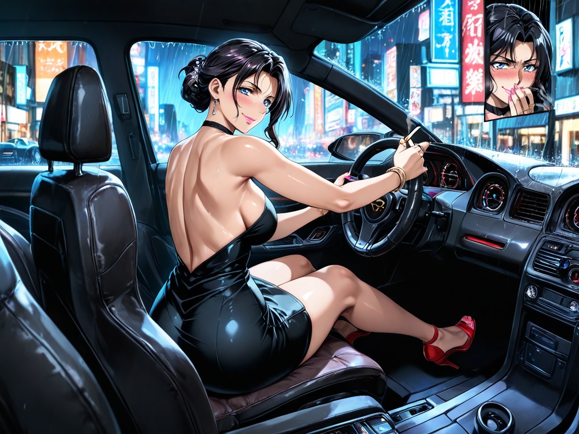 1 Person, Red Open Toe Heels, Makeup Hentai AI Porn