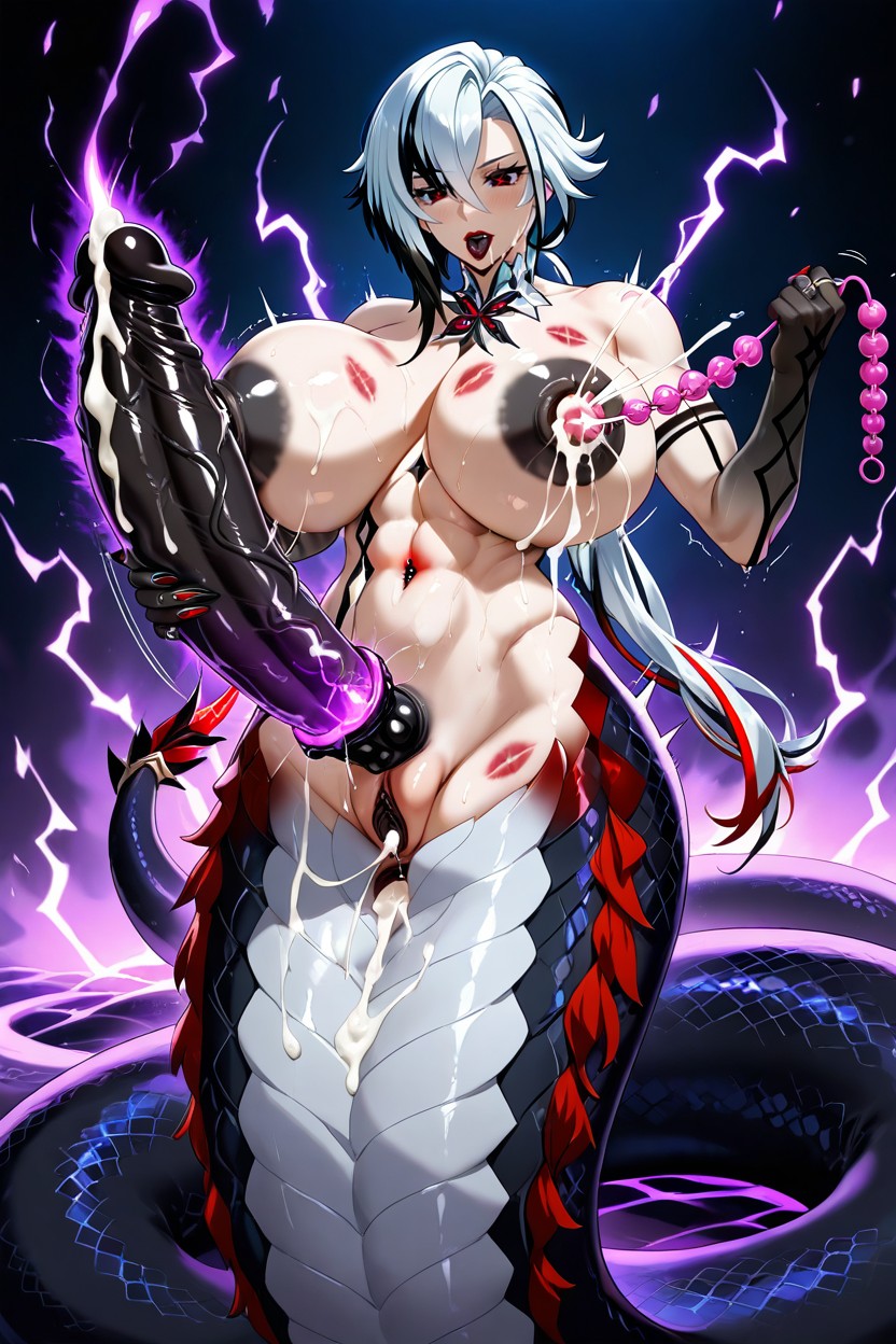 Anal Beads In Nipple Nipples Chains, Purple Flames, Eldritch Details Hentai AI Porn