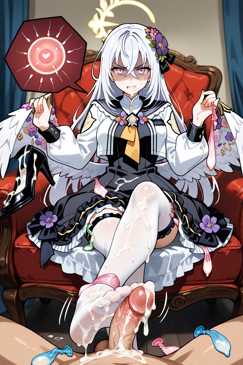 Used Condom Belt, Sperm Covered Feet, Holding A Used Condom In Hands Hentai AI Porn