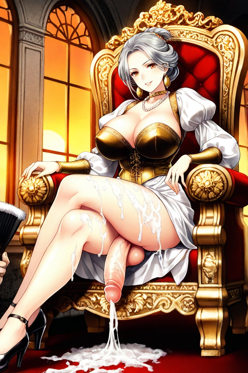 Leather Latchet Shoes With Gold Buckles, Ash Hair, Early Modern Portugal Manueline Era Hentai AI Porn
