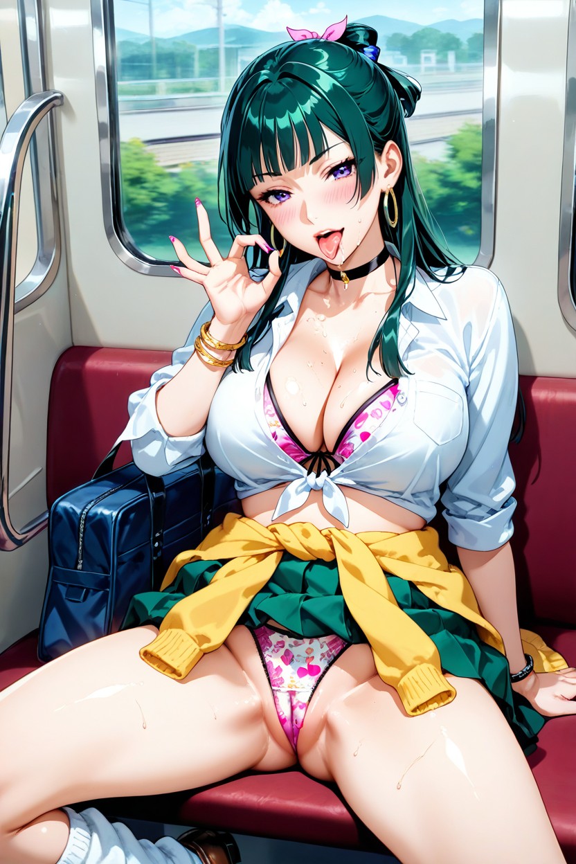 On Bench, Front-tie Top, Solo Hentai AI Porn
