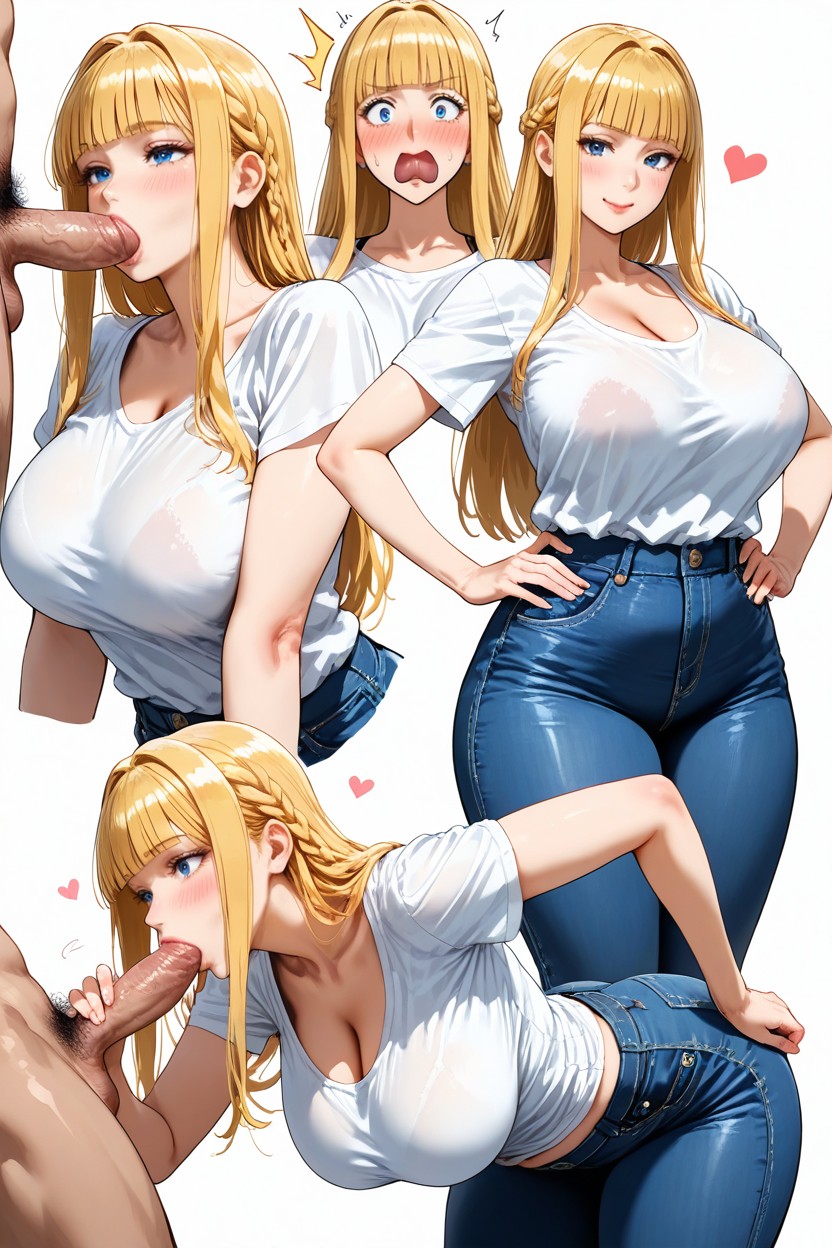 Calm And Confident Atmosphere, Large Areola Vivid Blue Eyes Milf, Blowjob (3rd Person) Hentai AI Porn