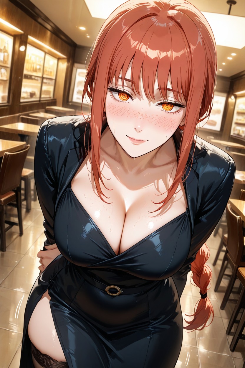 Blushing, Restaurant, Perfect Body Hentai AI Porn