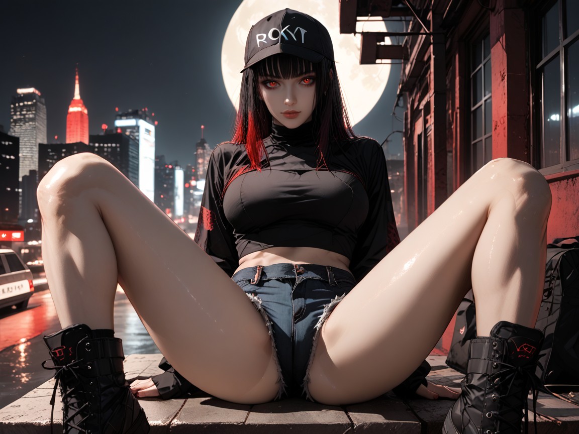 Pussy Slip, Expressionless, Long Black Hair With Bangs Hentai AI Porn