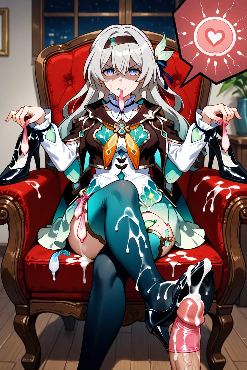 Footjob, Medium Ass, Cum On Legs Hentai AI Porn