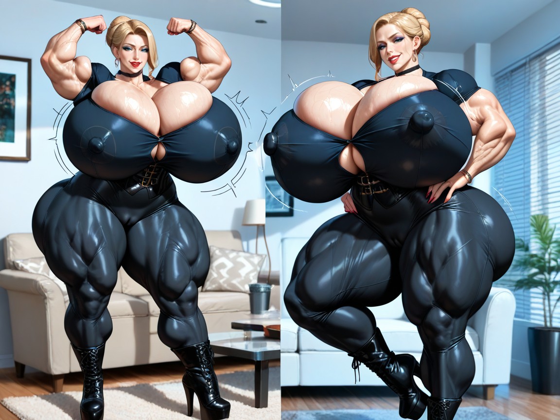 Hyper Svelte Waistline, Thick Huge Nipples, Gigantic Breasts Porno IA Hentai
