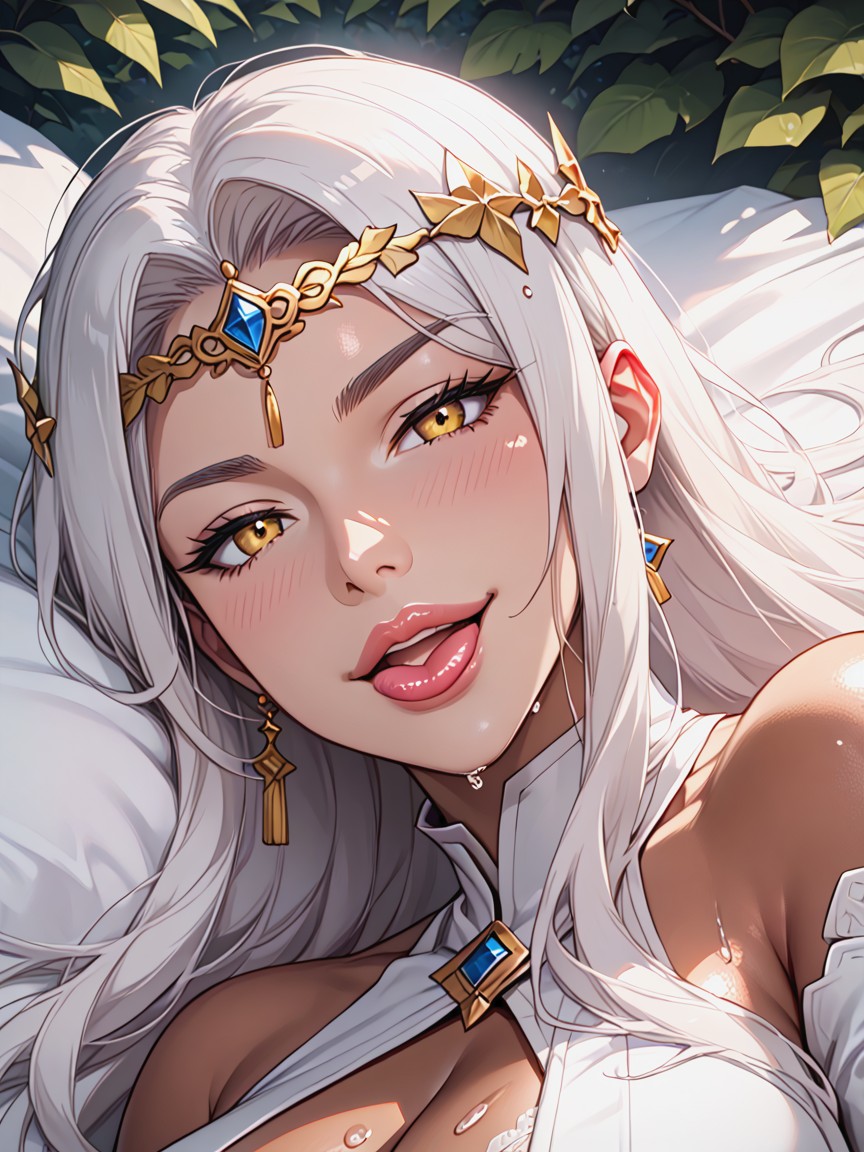 Hourglass, Laying, Oiled Skin Hentai AI Porn