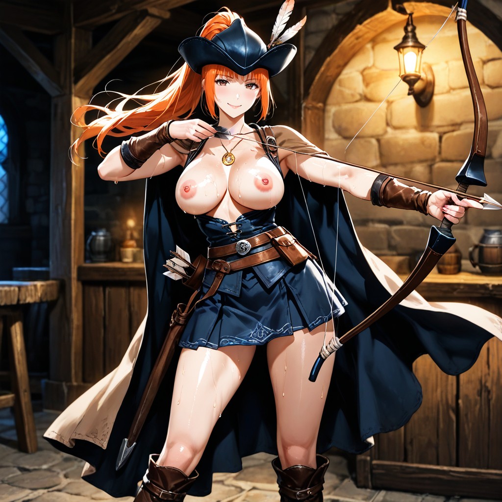 Cinematic, Wind Blowing Cape, Smiling Hentai AI Porn