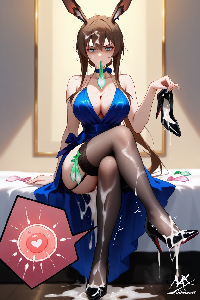 Sitting, Cum On Mouth, Used Condom Waistband Porno IA Hentai