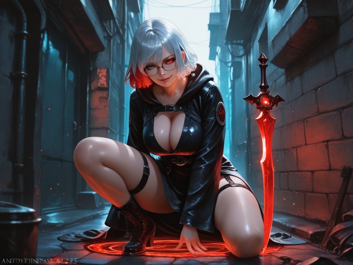 Awesome, Big Glasses, In Dark Alley Hentai KI Porno