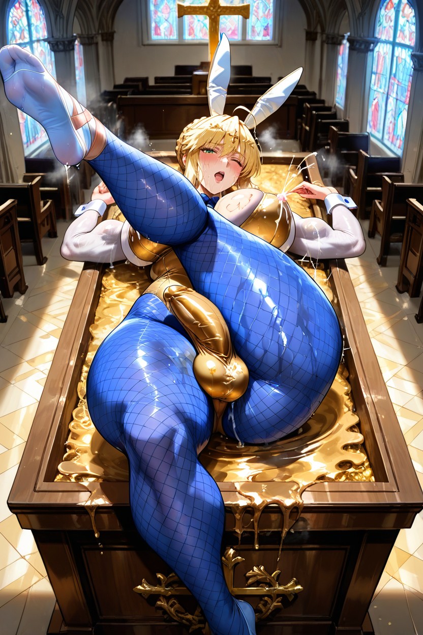 In Church, Oiled Skin, Futanari Hentai IA