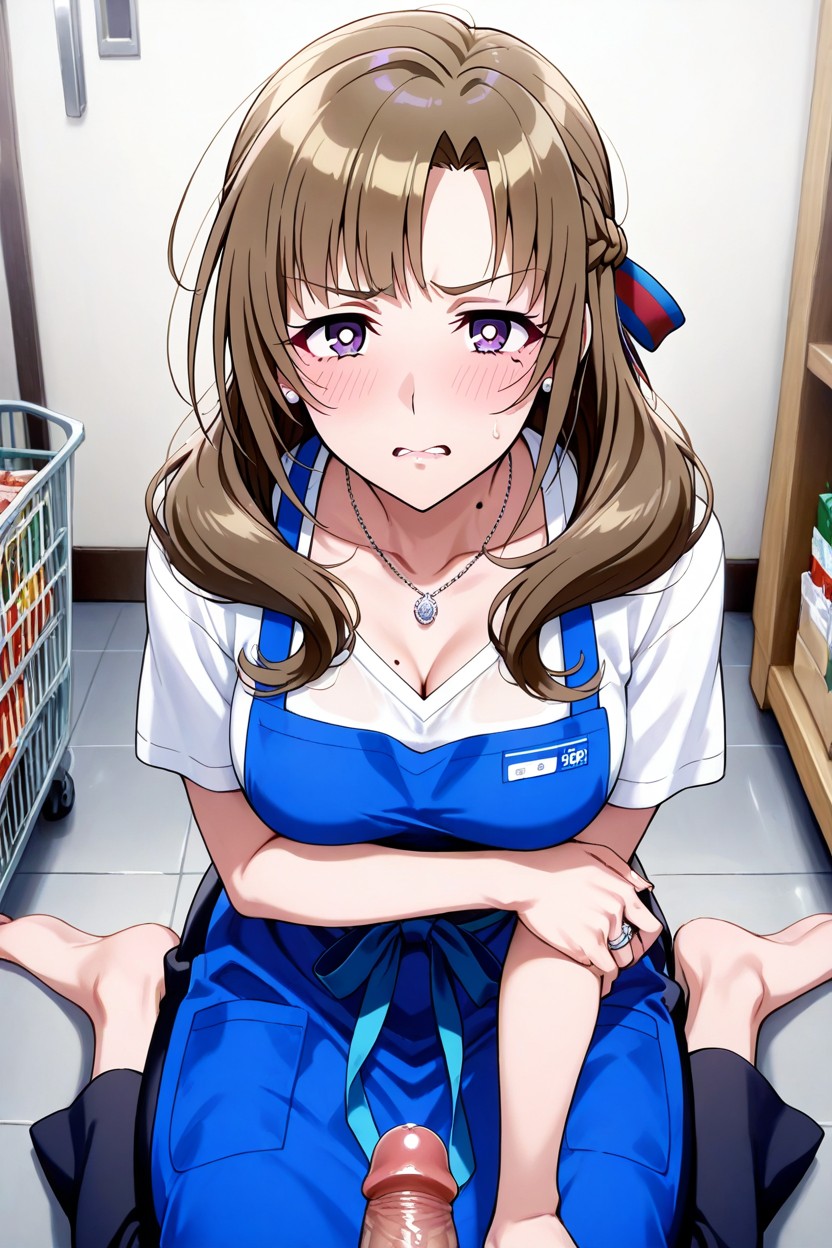 Messy Hair, Mature Female, White Polo Shirt Hentai AI Porn