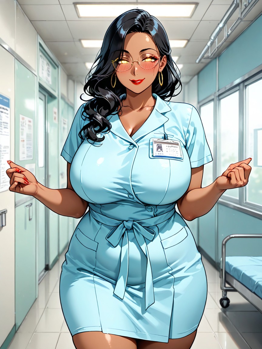 Wavy Hair, Eye Liner, Light Blush Hentai AI Porn