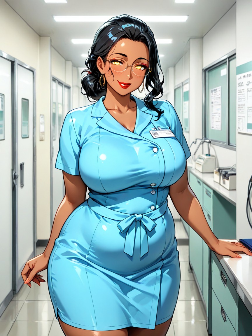 Long Black Hair, Hospital, White Cross Hentai AI Porn
