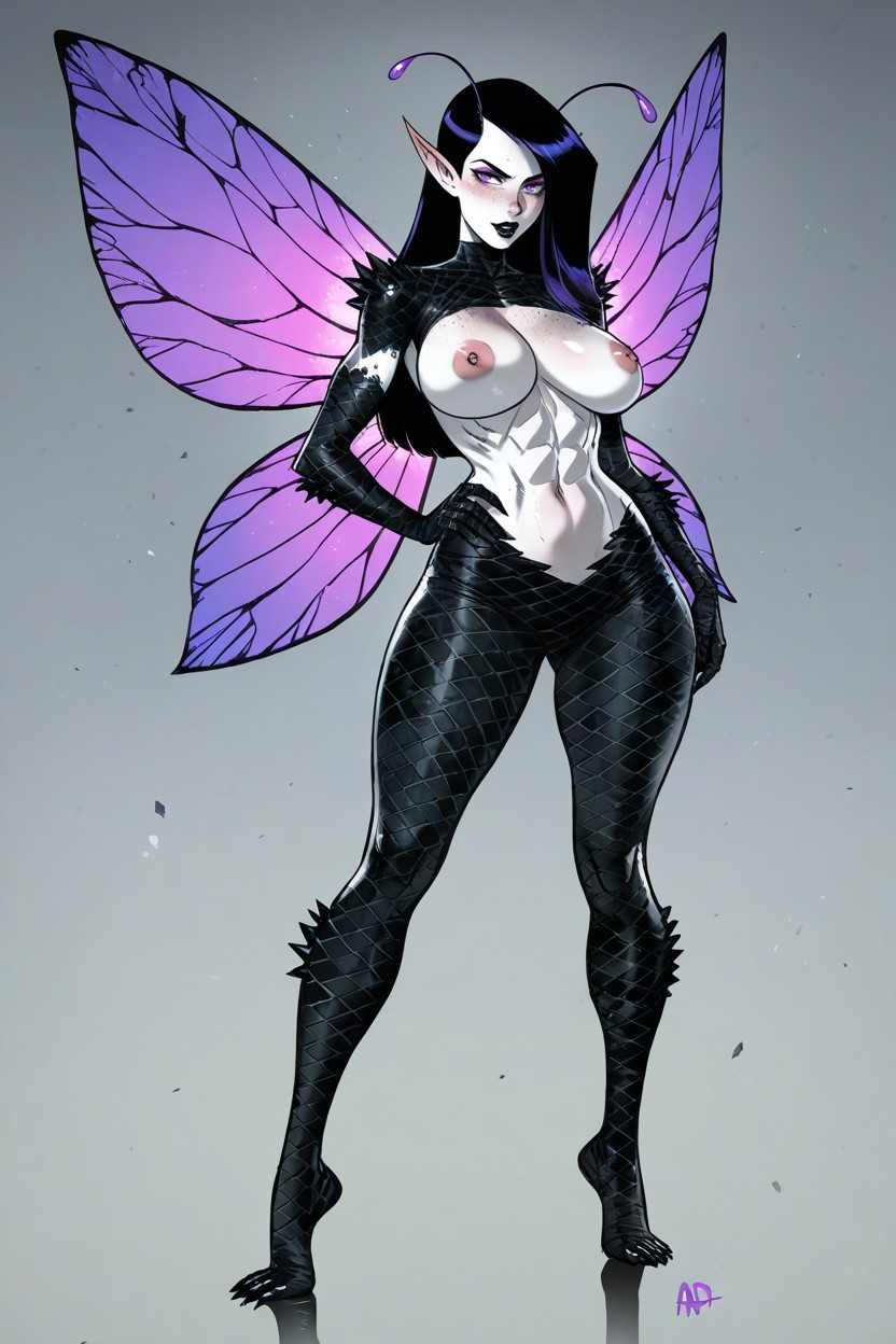 Black And Purple Fairy Wings, Ratatatat Art Style, 18+ Hentai AI Porn