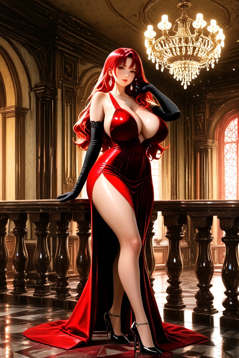 Marble Columns, Amber Eyes, Thigh-high Slit Hentai IA