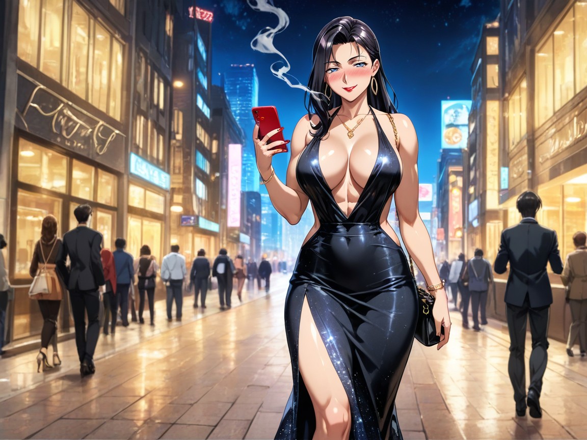 Split Dress, Blue Eyes, Long Length Hentai AI Porn