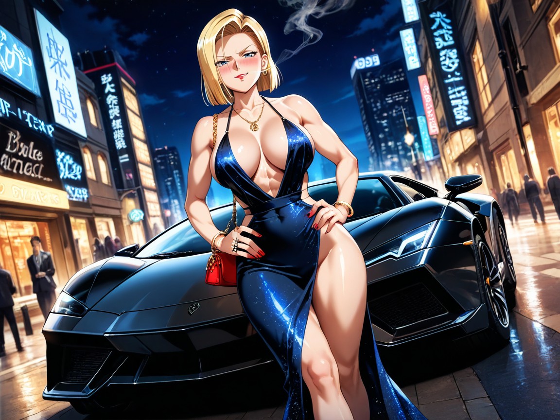 Backless Outfit, City, Red Nails Hentai AI Porn