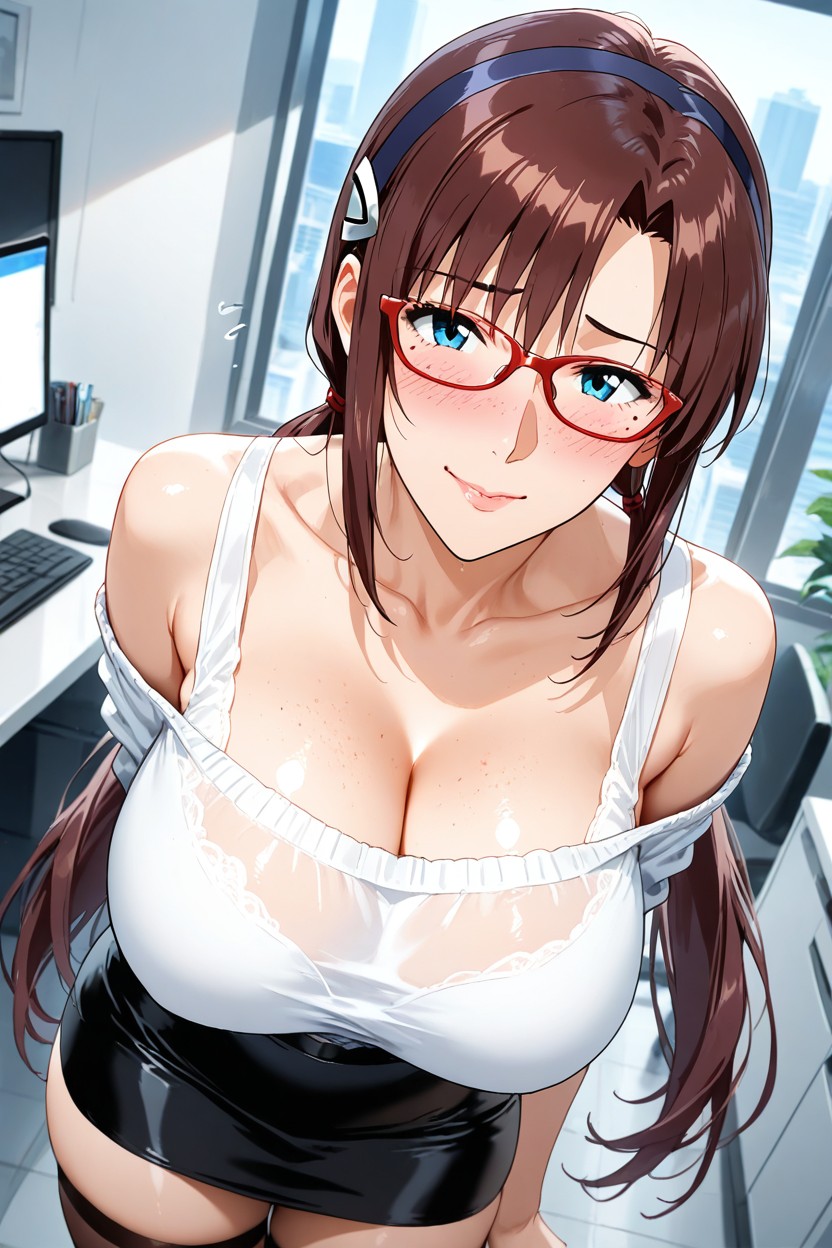 Very Long Hair, Perfect Face, Black Skirt Hentai AI Porn