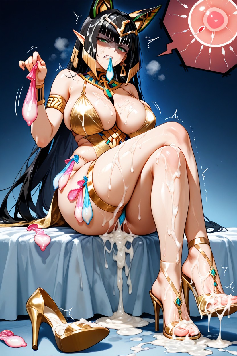 Skinny, Foot Inside Semen Soaked High Heels, Cum On Hair Hentai AI Porn