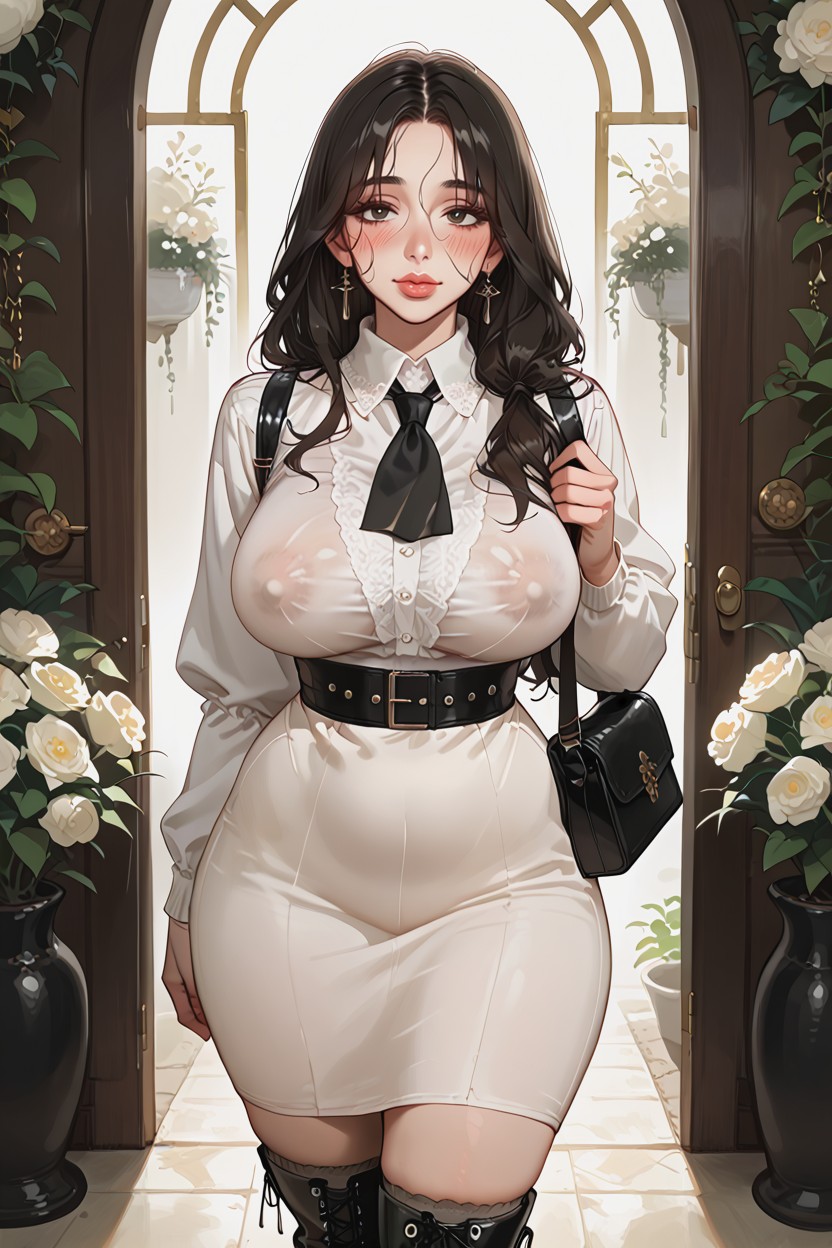Long Eyelashes, Leather, Massive Puffy Nipples Hentai AI Porn