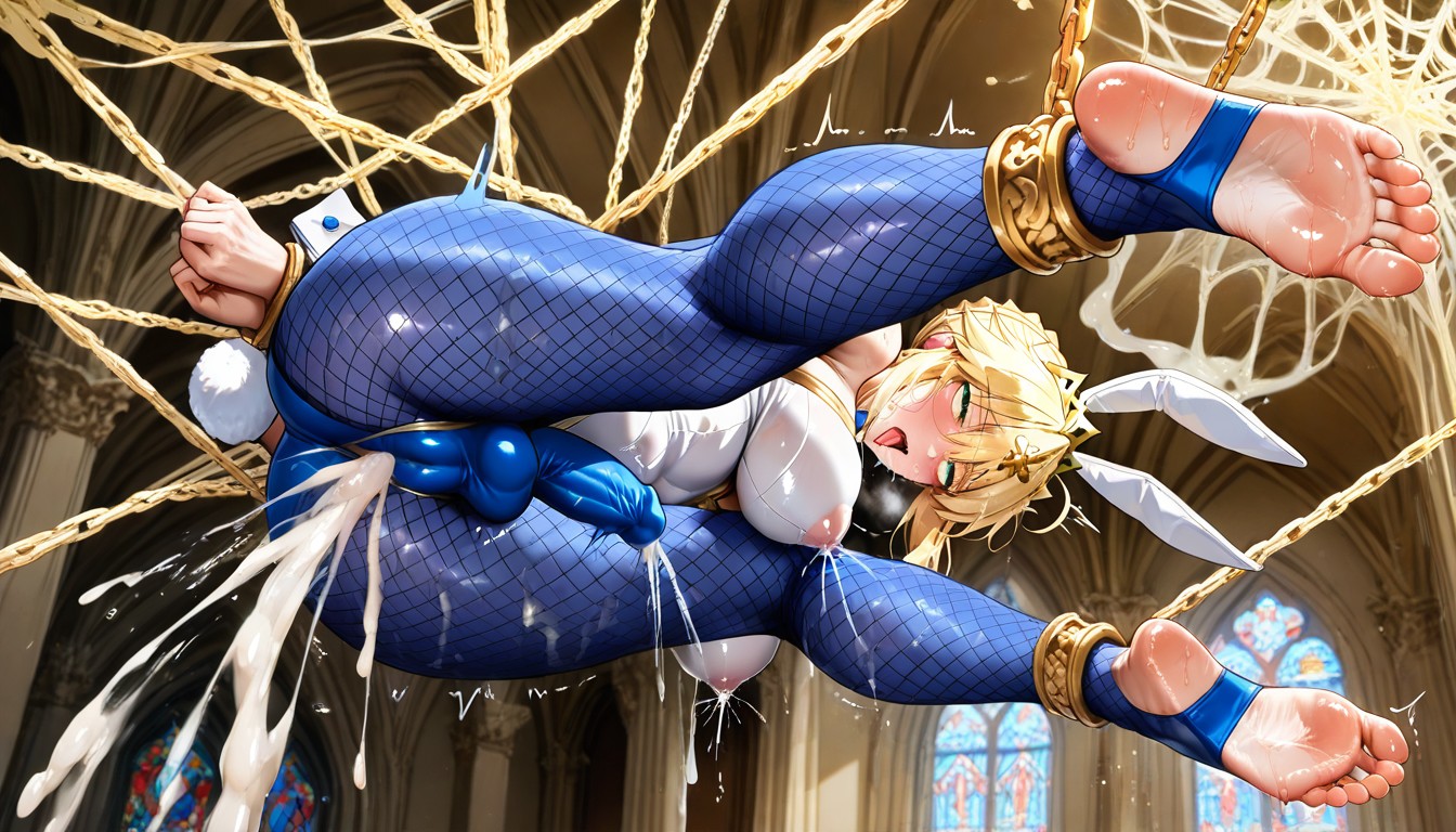 Cross Patterns, 25+, Hanging From The Ceiling With Golden Silk Hentai IA