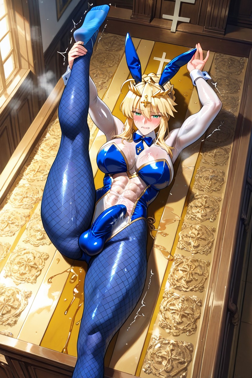 Ornate Gold Patterns On Bodystocking, Brazos Arriba, Avergonzada Hentai IA