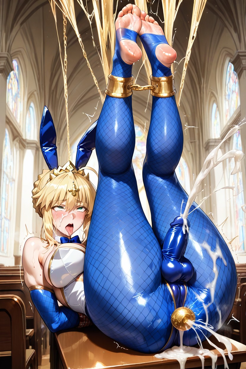 Oiled Skin, Covered Penis, Laying Hentai AI Porn