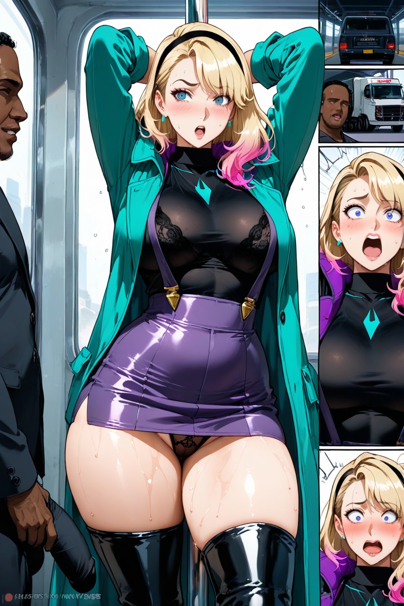 Wet Vagina, Standing, Black Turtleneck Shirt Hentai AI Porn