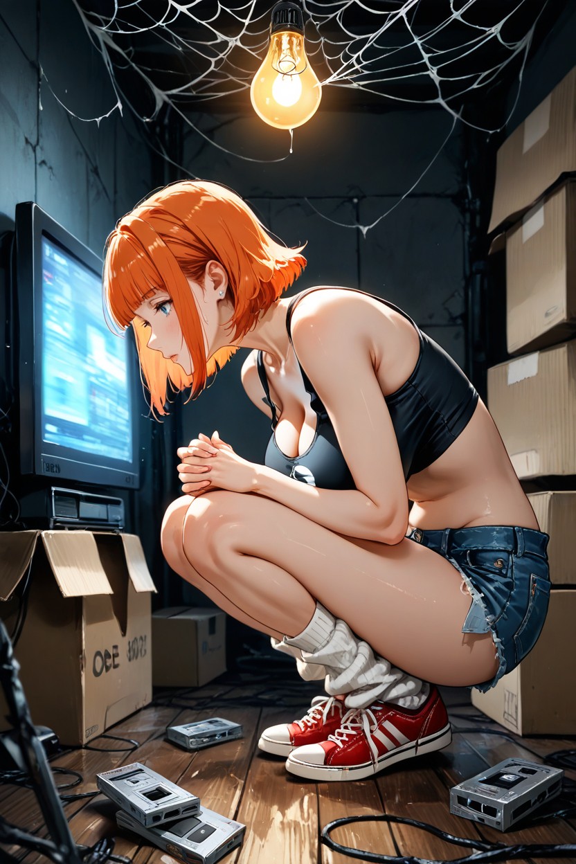 Medium Breast, Old Video Game Console, Breast Nipples Visible Under Clothing Hentai AI Porn