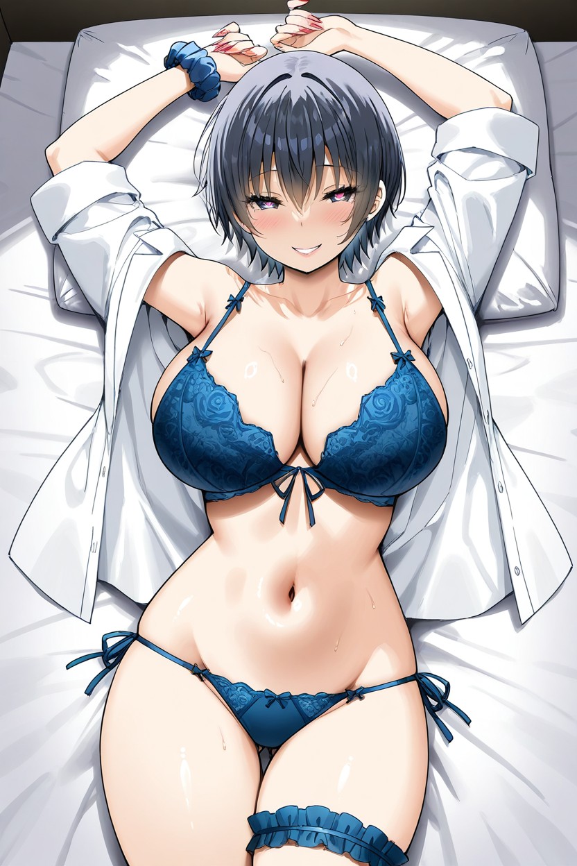 Busty, Naughty, Garter Lingerie Set Hentai AI Porn