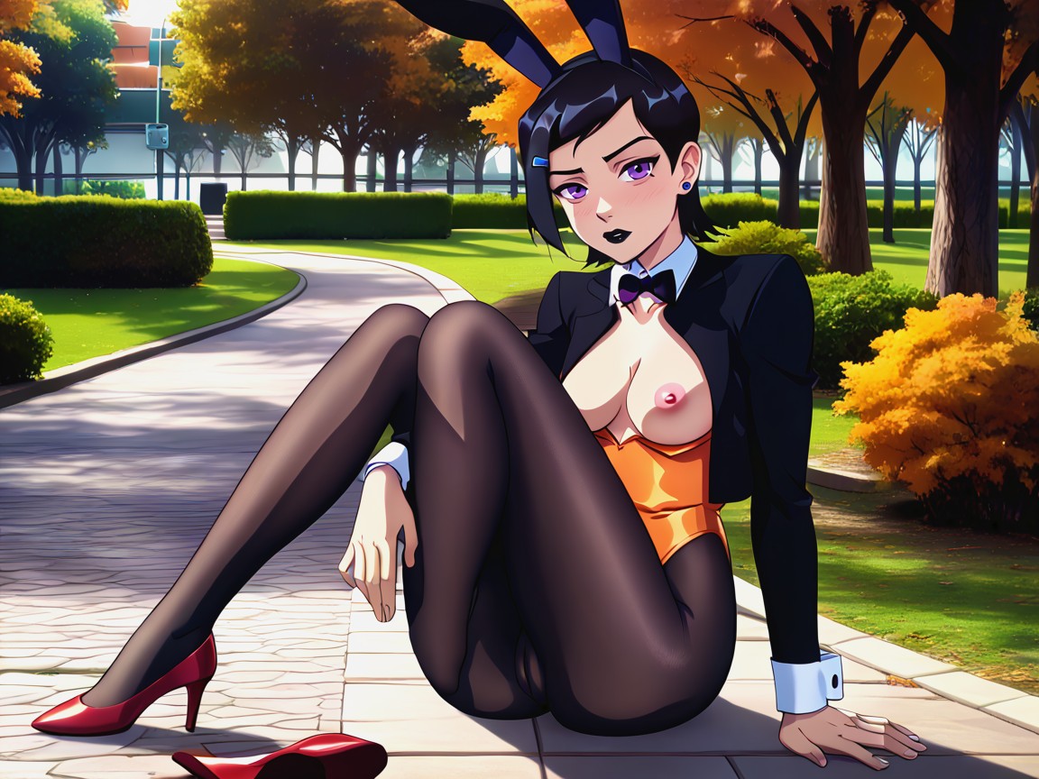Front View, Black Stockings, Legs Hentai AI Porn