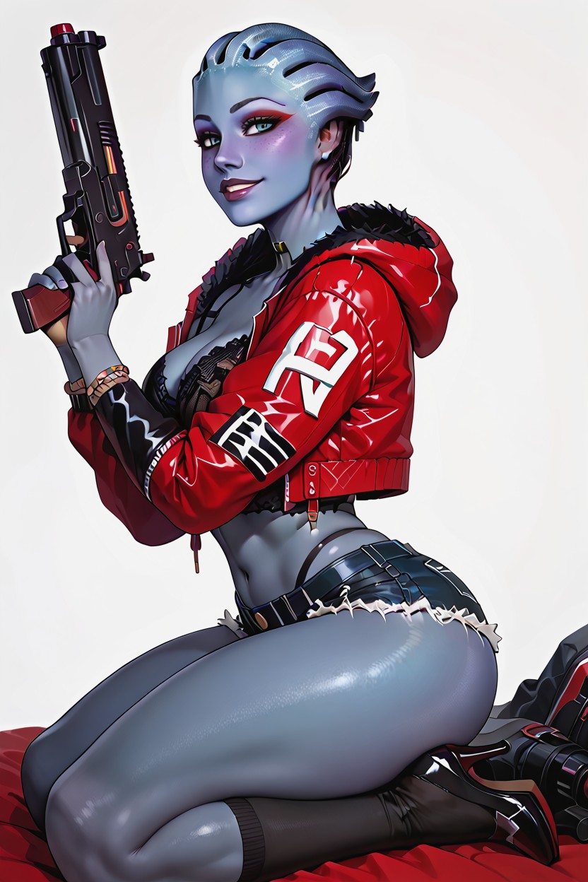 Blue Skin Body, Perfect Dark Eye Makeup, Empty Background Hentai IA