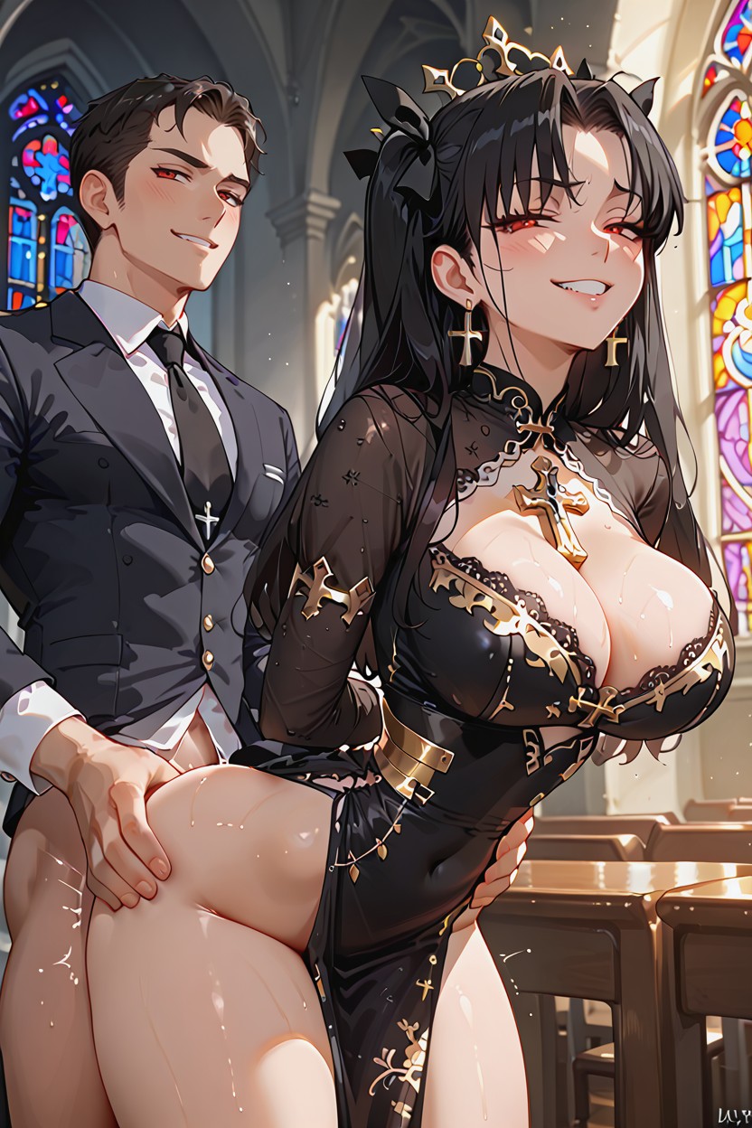 Red Eyes, Bangs, Grinning Hentai IA