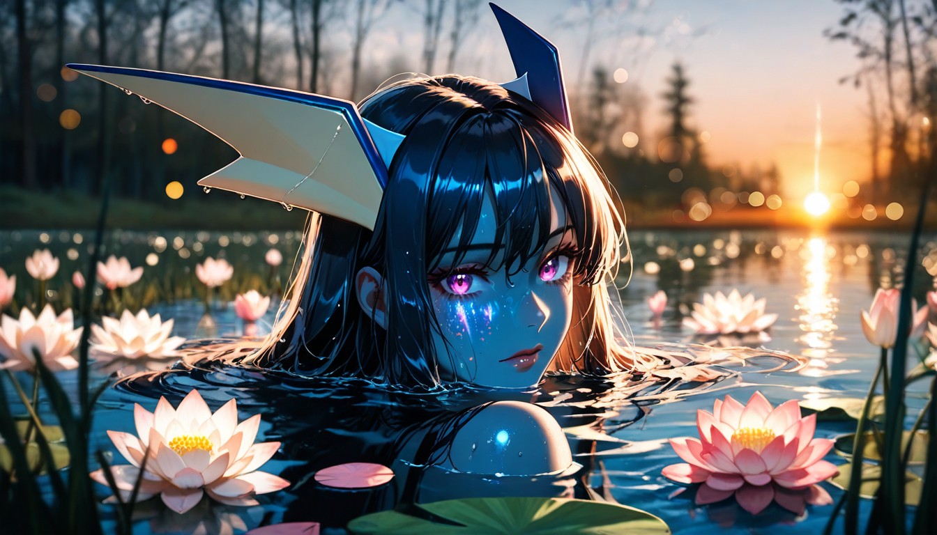 Webbed Hands Visible At Water Surface, Water Grass, Nature Hentai AI Porn