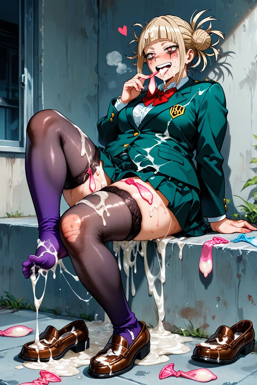 A Lot Of Used Condom, Cum On Legs, Excessive Semen On Everywhere Hentai IA