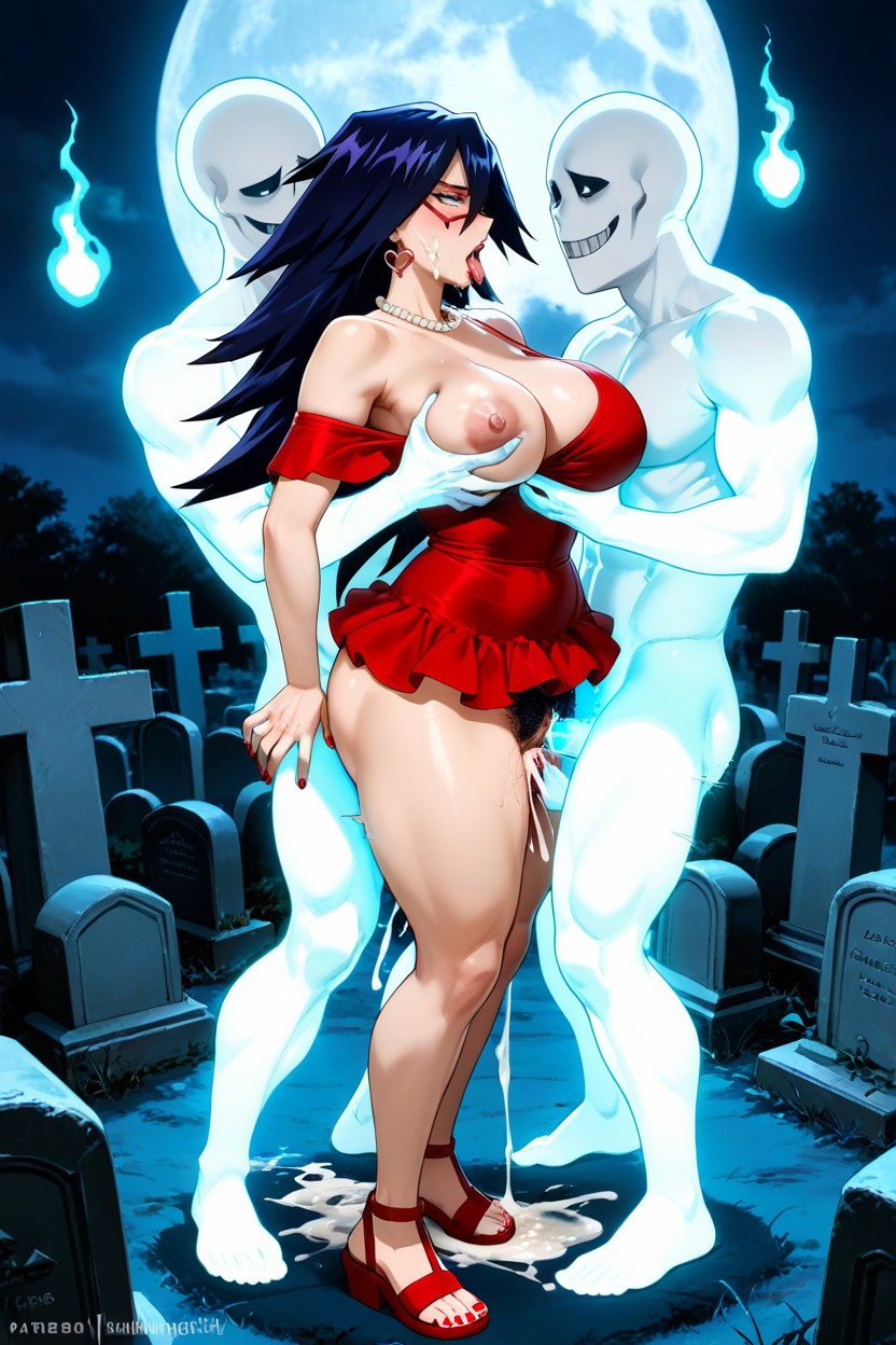 Red Lips, Heart Earring, Graves Porno IA Hentai