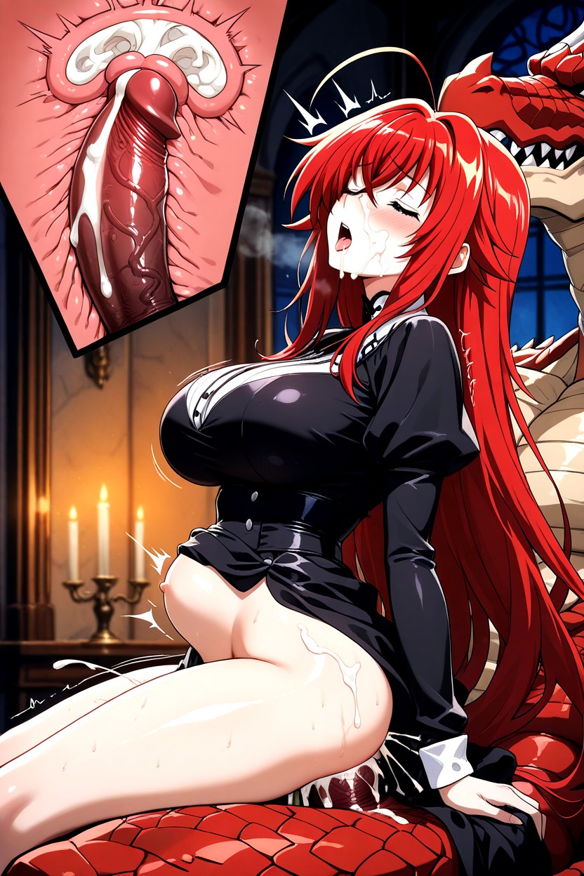 Perfect Face Black Dress, Deep Anal Penetration, Stomach Bulge Hentai AI Porn